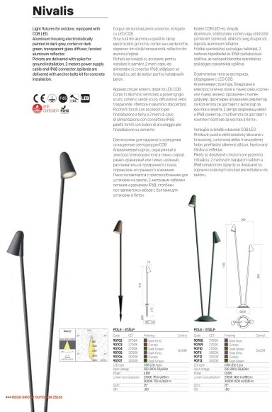 Redo 90712 - NIVALIS LED kültéri lámpa 2xLED/6,9W/230V 110 cm IP65 barna