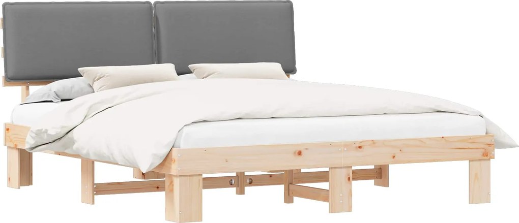 vidaXL Ágykeret Kárpitozott Fejtámlával Világosszürke 200 x 200 cm