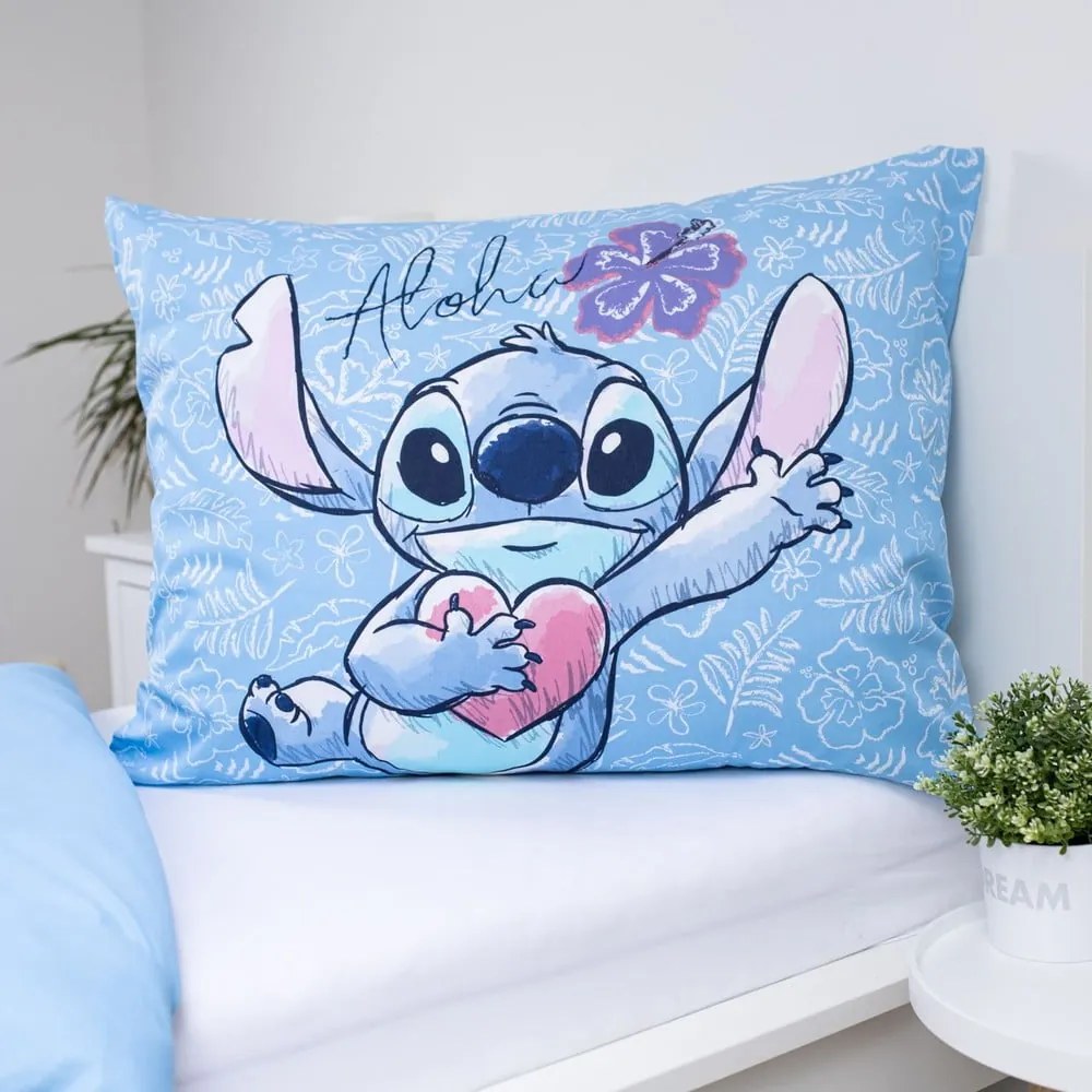 Kék egyszemélyes pamut gyerek ágyneműhuzat 140x200 cm Lilo and Stitch "Wave" – Jerry Fabrics