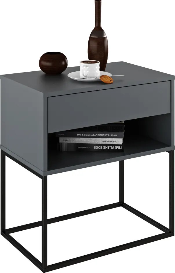 Éjjeliszekrény/kisasztal, grafit/fekete, ARTI TYP 2