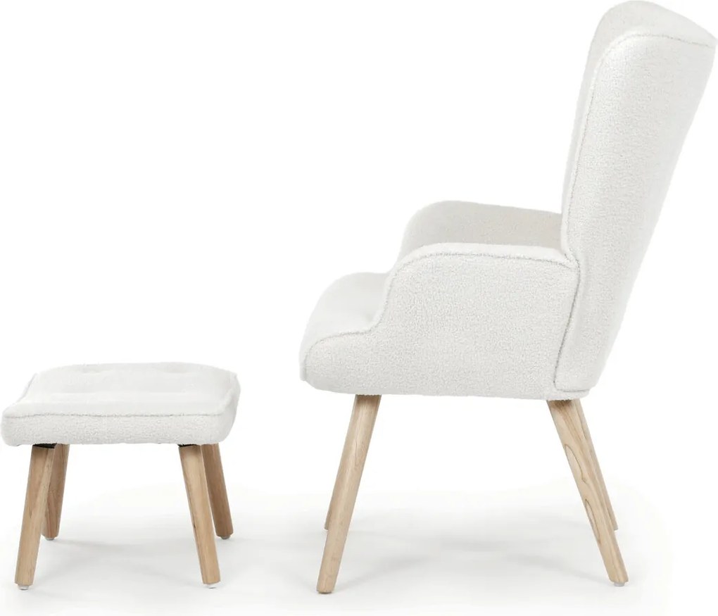 Fehér relaxfotel, bouclé szövet kárpitozással, AK-319 WT2
