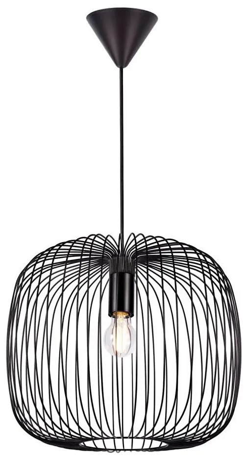 Nordlux - BERONI függőlámpa kábellel 1xE27/60W/230V, fekete, átmérő 40 cm