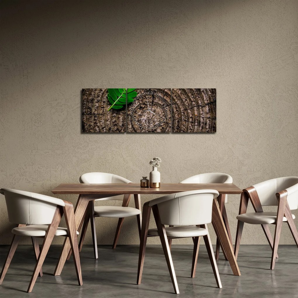 Kép egy levél a fatörzsön (órával) (90x30 cm)