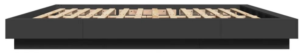 vidaXL fekete szerelt fa ágykeret LED-világítással 180 x 200 cm