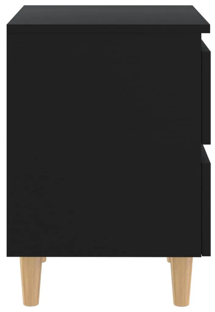 2 db fekete éjjeliszekrény tömör fenyőfa lábakkal 40x35x50 cm