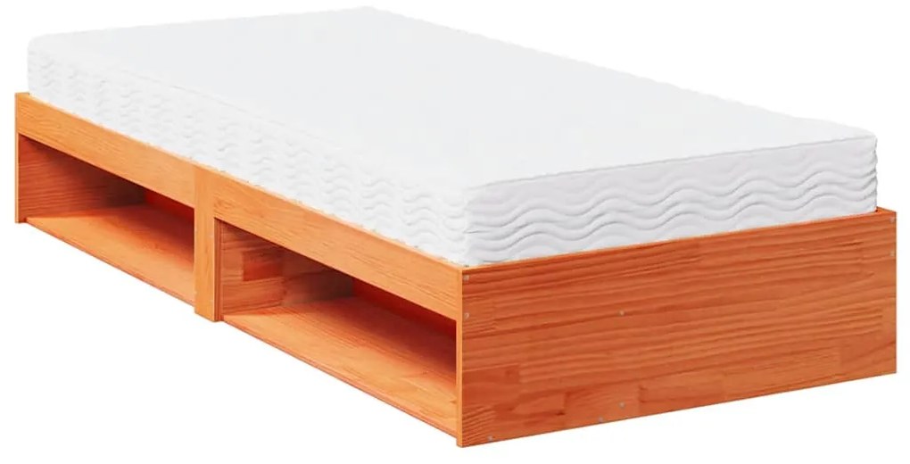 nappali ágy matraccal viaszbarna 100x200 cm tömör fa fenyőfa