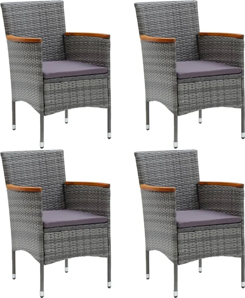 vidaXL 4 db szürke kerti polyrattan étkezőszék
