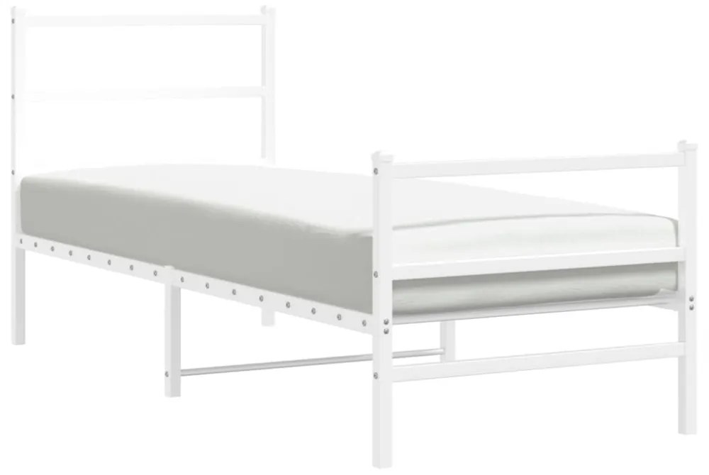 fehér fém ágykeret fej- és lábtámlával 80 x 200 cm