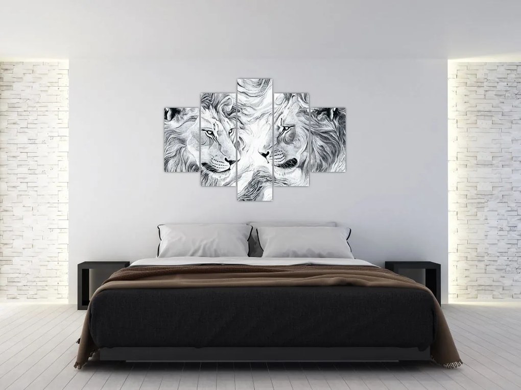 Kép - Rajzolt oroszlánfejek (150x105 cm)