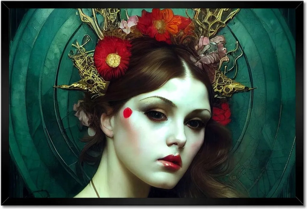 Poszterek keretben 60x40 Virágok a hajban Csaj