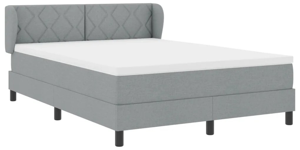 Boxspring Ágy Textil Mattal Világosszürke 140x190 cm