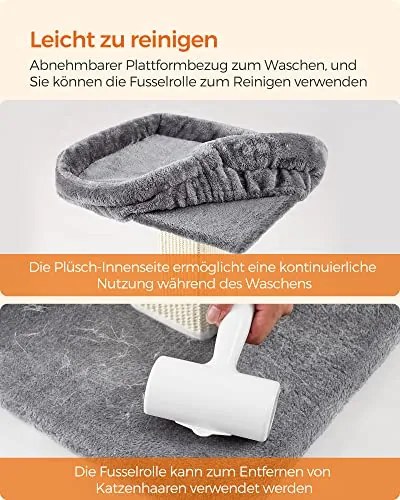 Macskakaparó oszloppal, 40×30 cm-es plüss fekhellyel, 71 cm magas