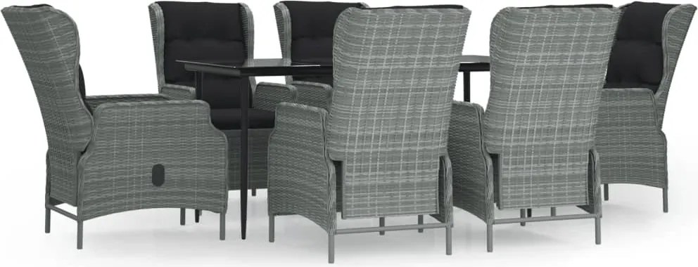 vidaXL 7 részes világosszürke kerti étkezőgarnitúra