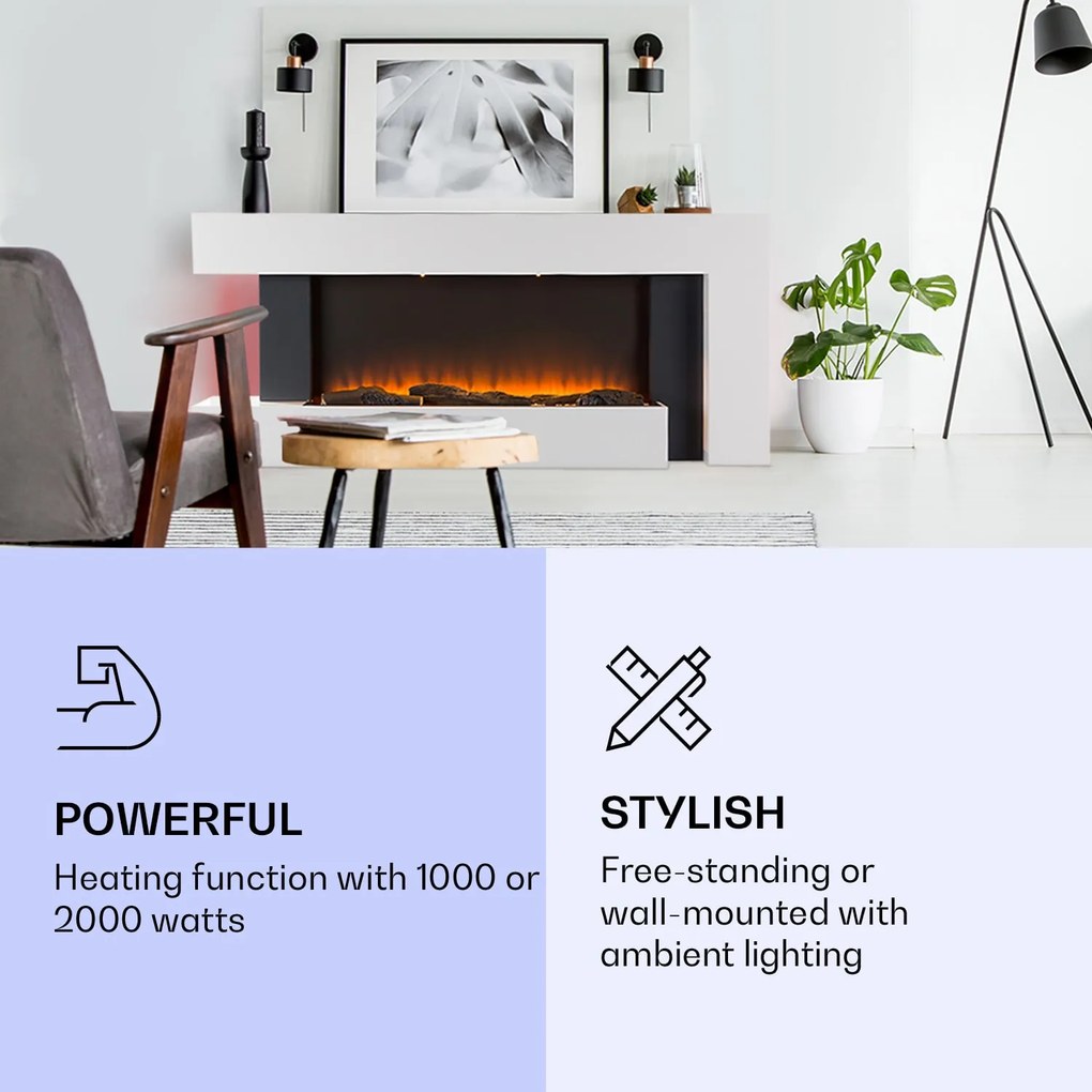 Studio Light & Fire 2 Smart, kandalló, 1000/2000 W, MDF, WiFi Control
