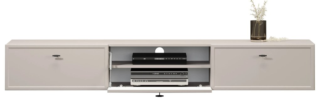 Lorini fali TV szekrény 200 cm fiókos - kasmír / fekete T-bar fogantyú
