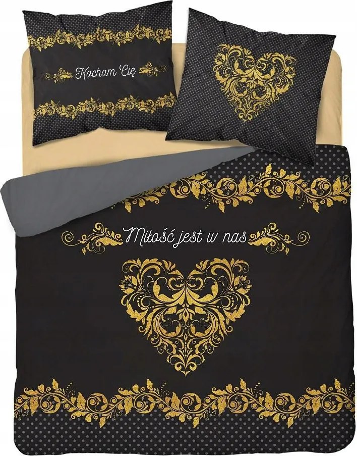 Pamut ágyneműhuzat 160x200 Home fekete sárga Holland