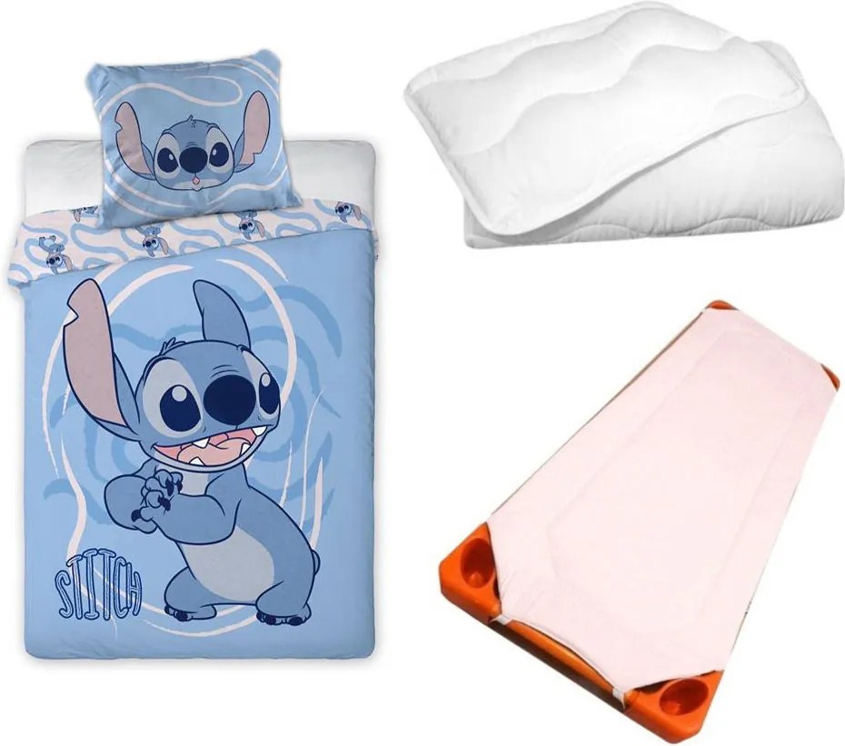 Disney Lilo és Stitch, A csillagkutya Pink Whirlwind gyerek, ovis ágyneműhuzat, derékalj és paplan/párna szett 100x135 cm 40x60 cm