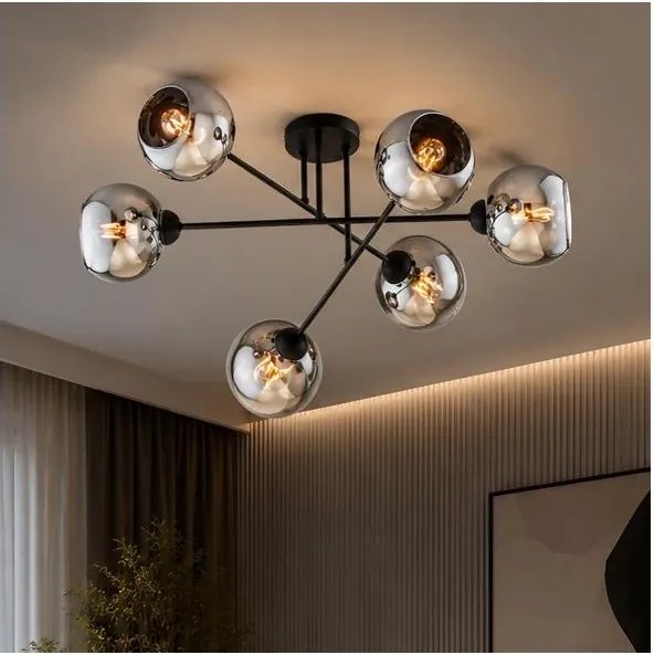Brilagi - Plafonra szerelhető DIOR csillár 6xE27/60W/230V fekete/füstszürke
