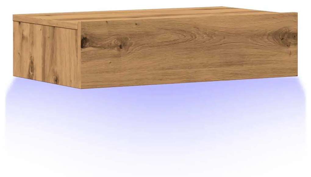 kézműves tölgy színű TV-szekrény LED-lámpákkal 60x35x15,5 cm