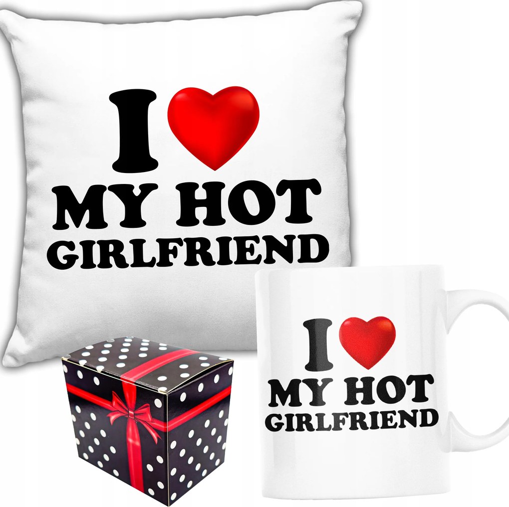 Karácsonyi Ajándék Szett Párna Bögre I Love My Hot Girlfriend Doboz