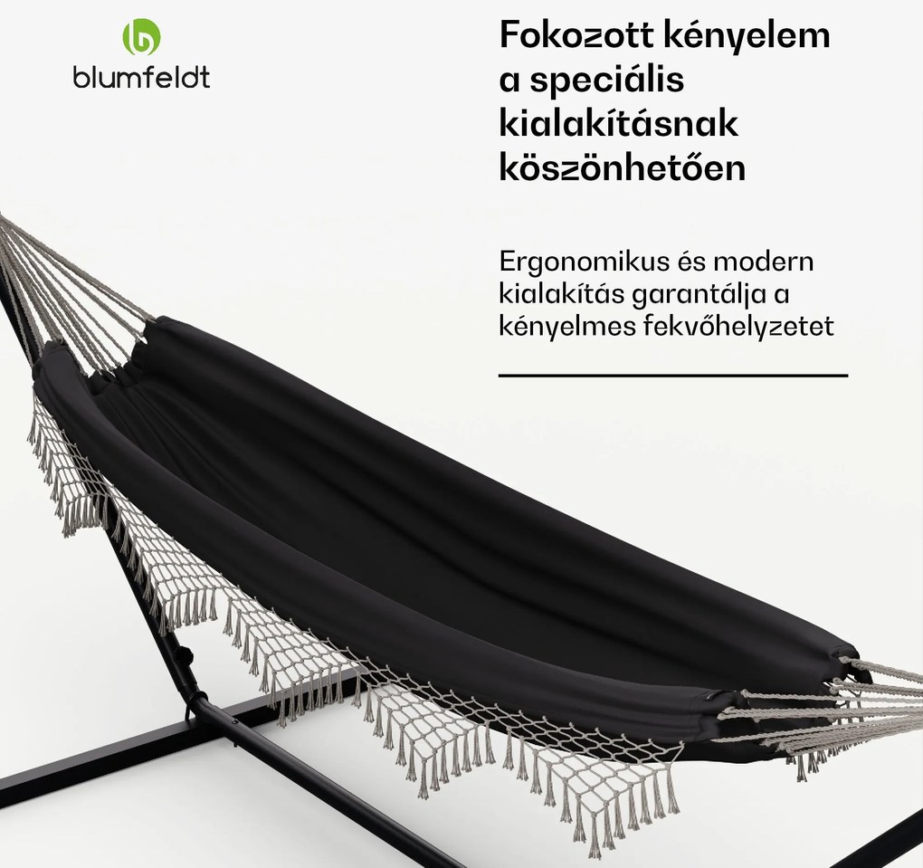 SwayStation Boho függőágy, 400 x 116 cm, időjárásálló, rozsdamentes, rozsdamentes