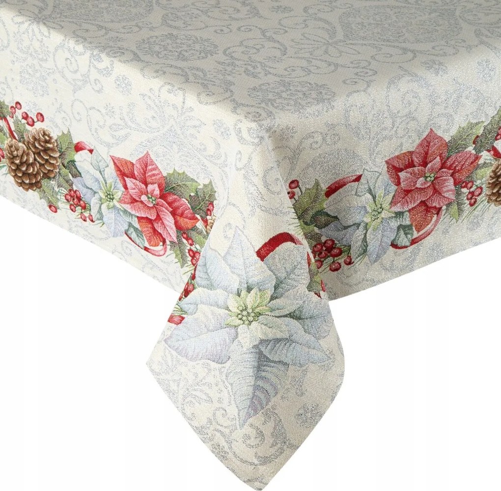 Abrosz dekoratív karácsonyi 100x100 Eurofirany bézs ezüst csillag