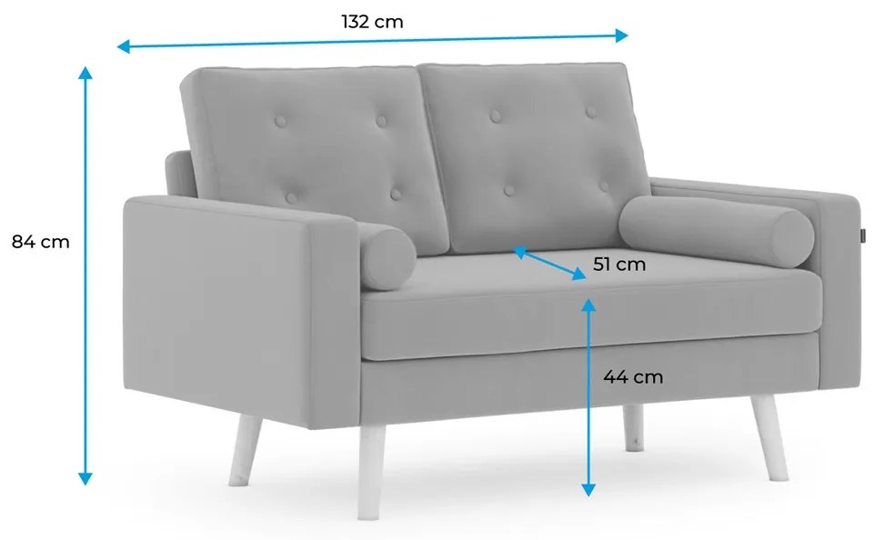 MANDI VELVET szürke 2 személyes kanapé