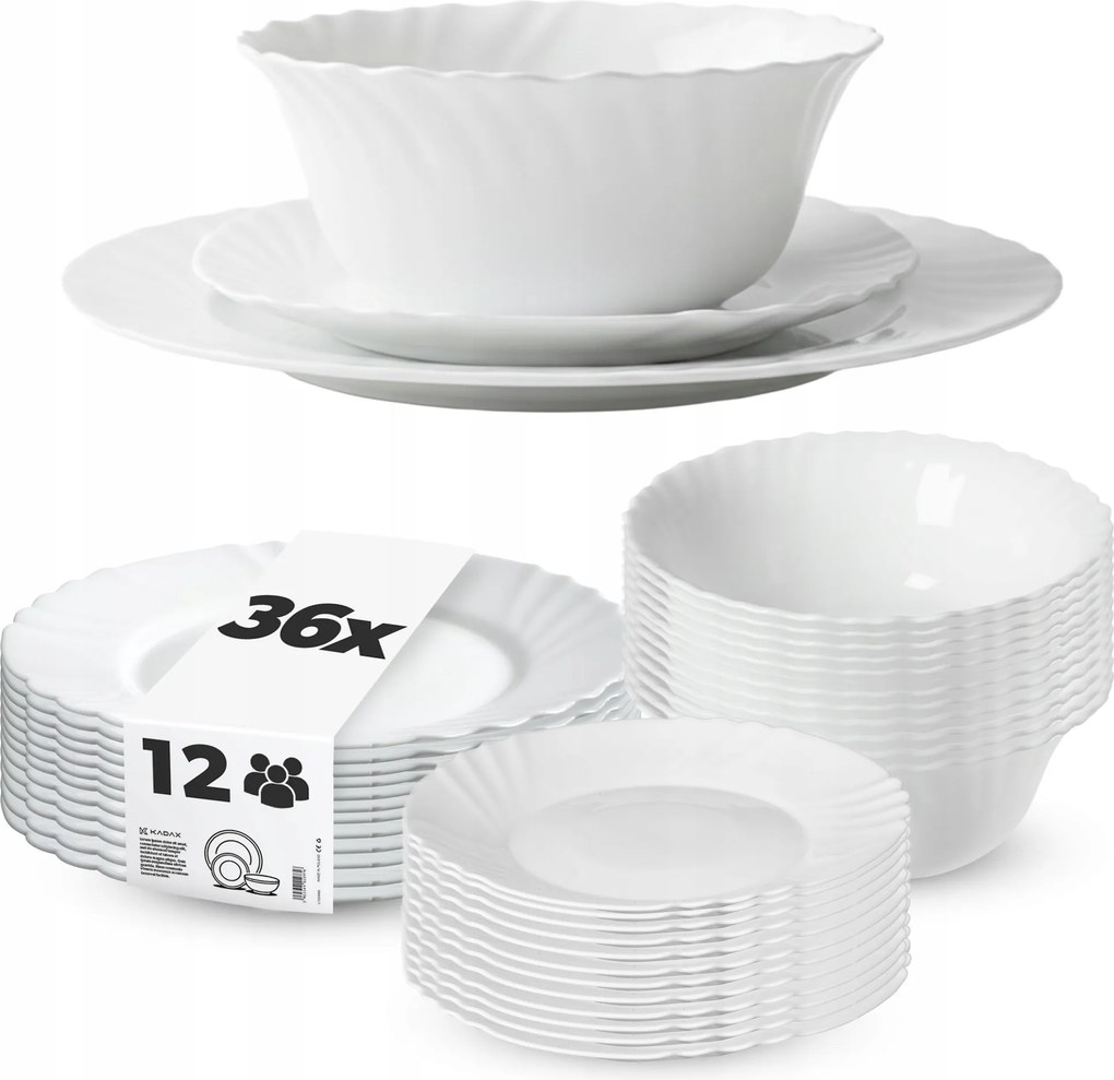 Étkészlet Tányér Készlet 36db-OS Tányér Szett Étkészlet Fehér