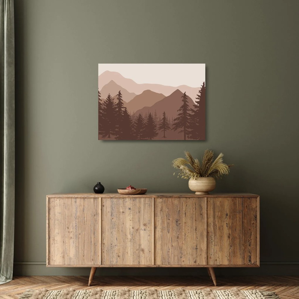 Üveg kép - Barna hegyek N⁰2 (70x50 cm)