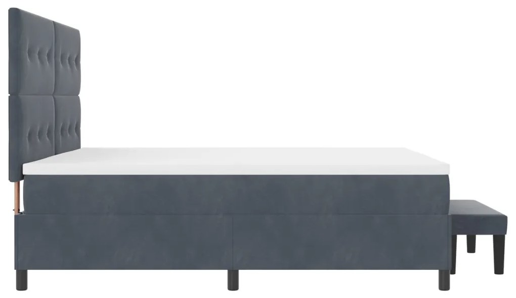Box Spring ágy matraccal és paddal Sötétszürke 200x200 cm Bársonyos