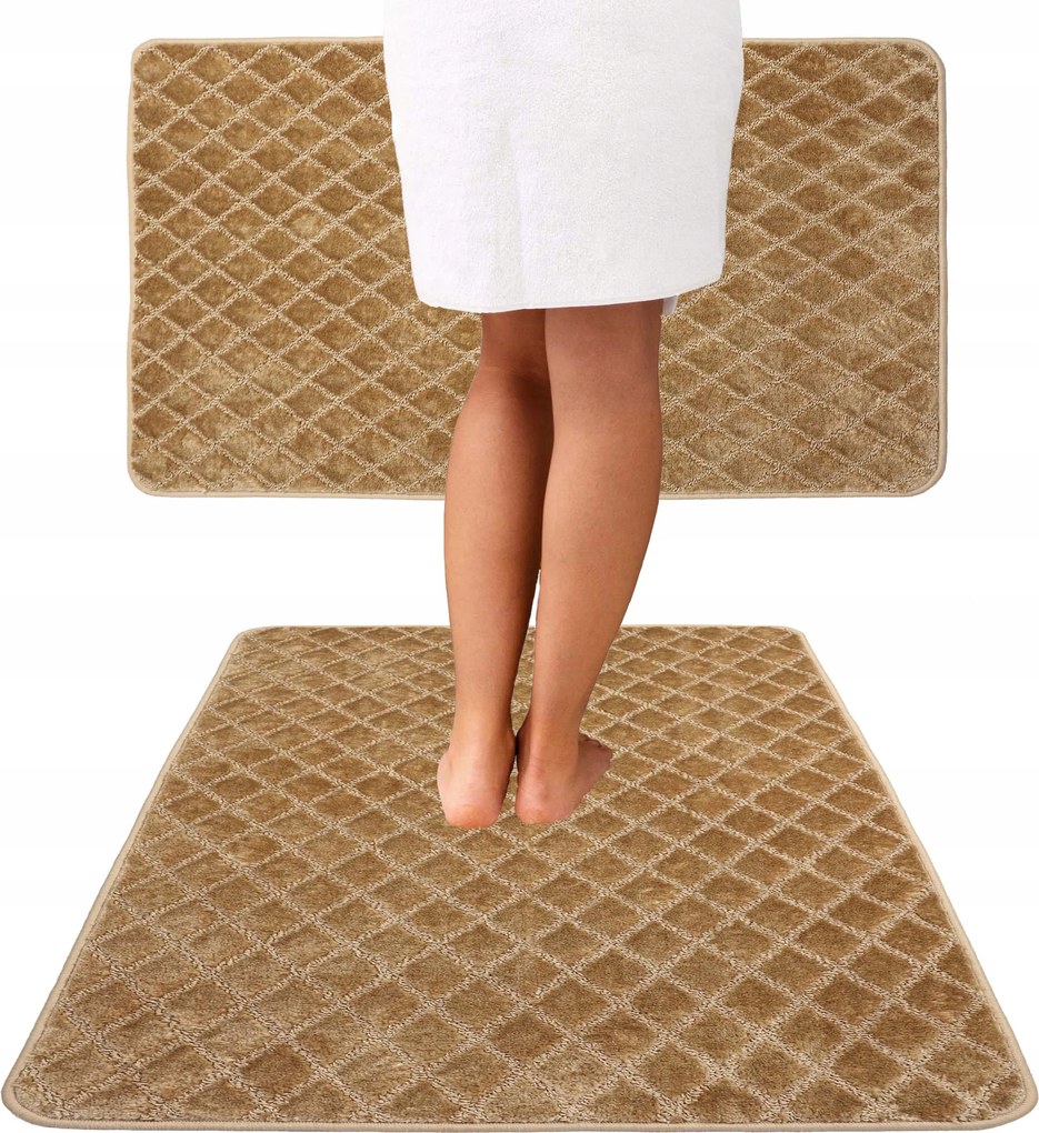 Fürdőszobaszőnyeg Csúszásgátló Nagy Elegáns 3D Bézs Arany 80X120 cm