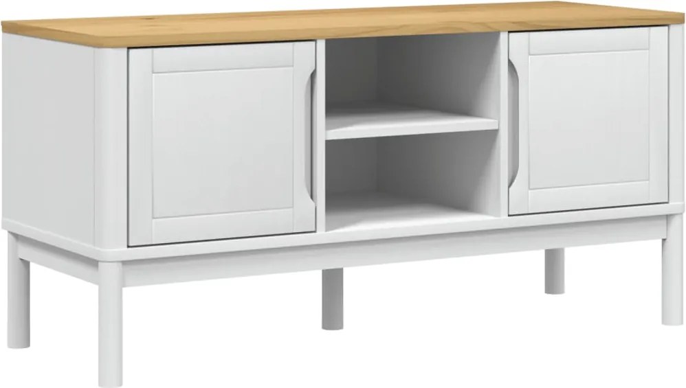 vidaXL FLORO fehér tömör fenyőfa TV-szekrény 114 x 43 x 55 cm