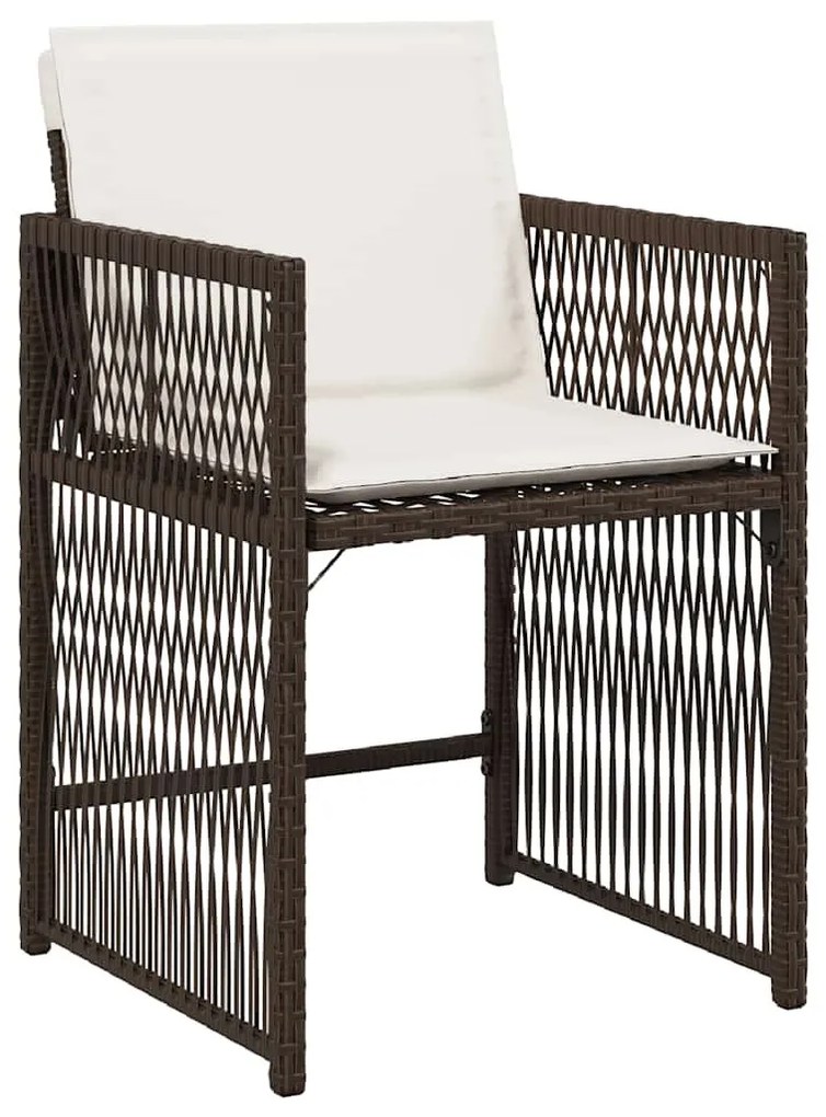 4 db barna polyrattan kerti szék párnával