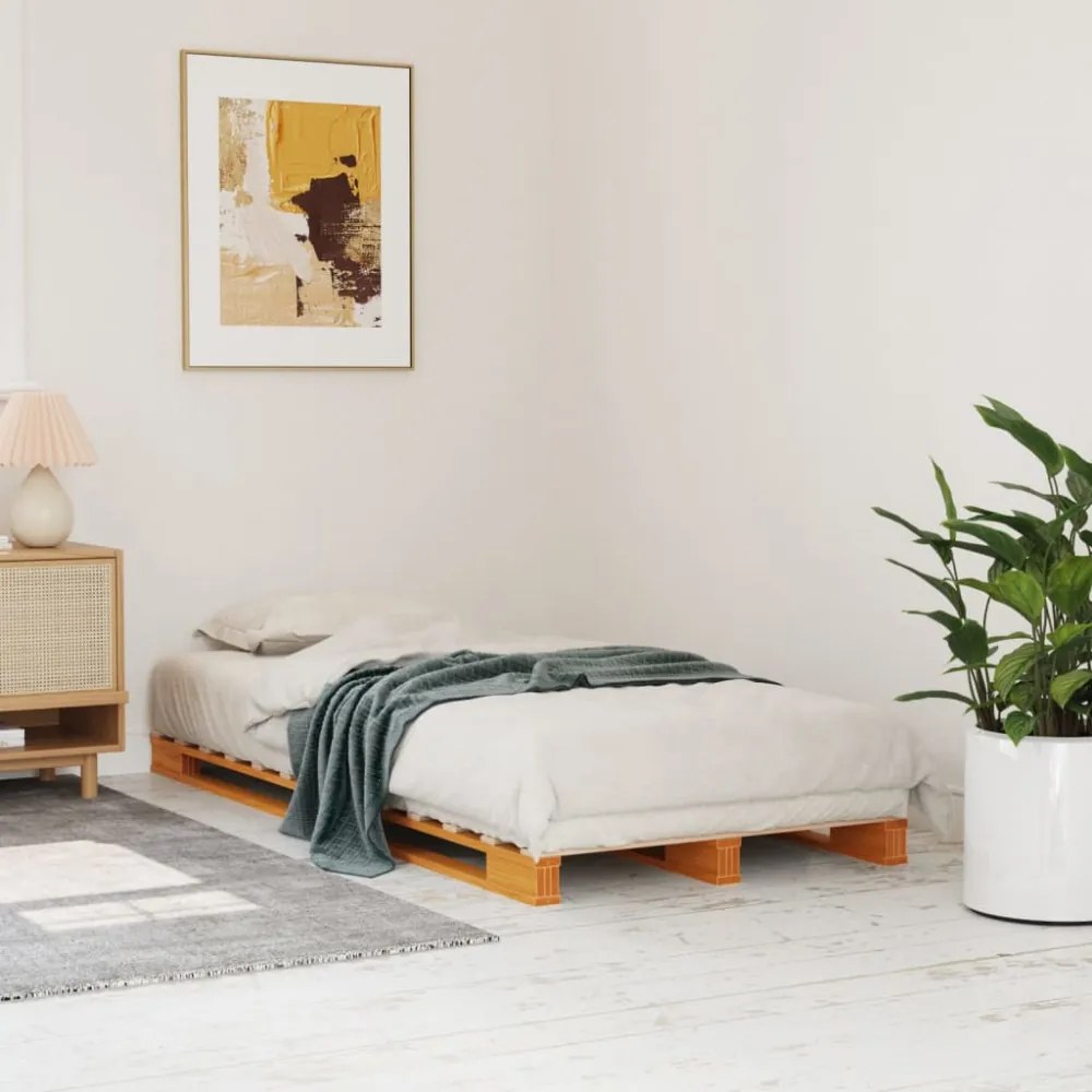 viaszbarna tömör fenyőfa raklapágy 90 x 200 cm