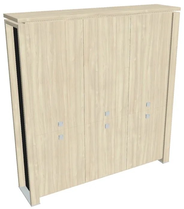 Verno+ S magas szekrény 200 x 46 x 210 cm, akác / fekete