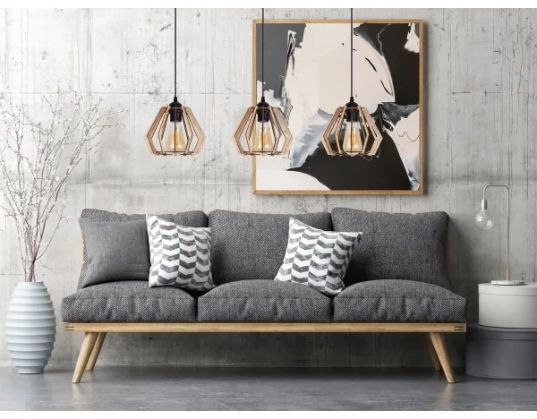 Csillár zsinóron BERGO 3xE27/60W/230V fekete