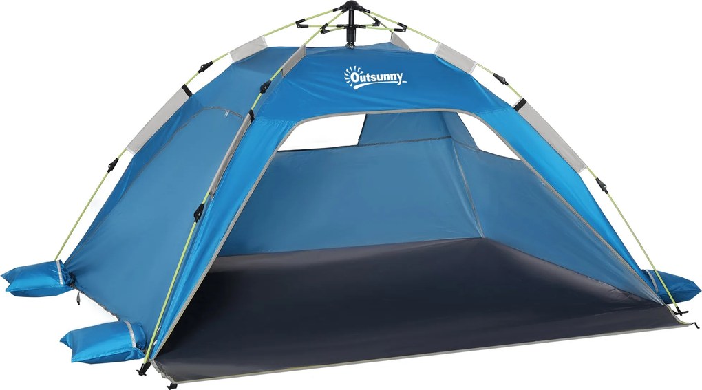 Outsunny Pop-Up Strandmenedék 1-2 Fő Részére Napvédő Árnyékkal, Cipzáras Ajtóval és Hordtáskával, Családi, Piknik, Strand | Aosom