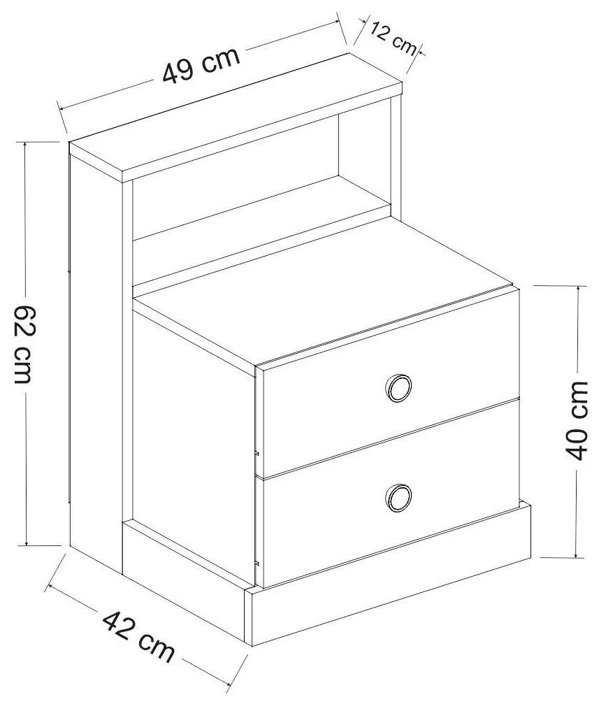 Éjjeliszekrény Nilili 3 (fehér). 1094434