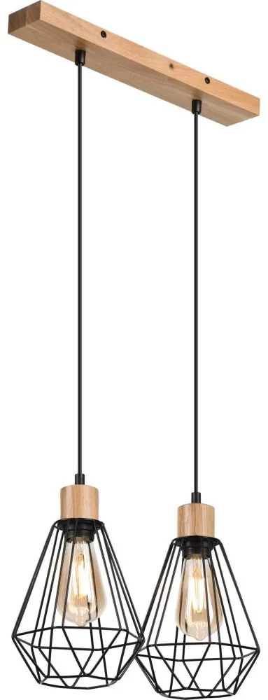 Brilagi - Csillár zsinóron WOODY BASKET 2xE27/60W/230V tölgy 8590828607618
