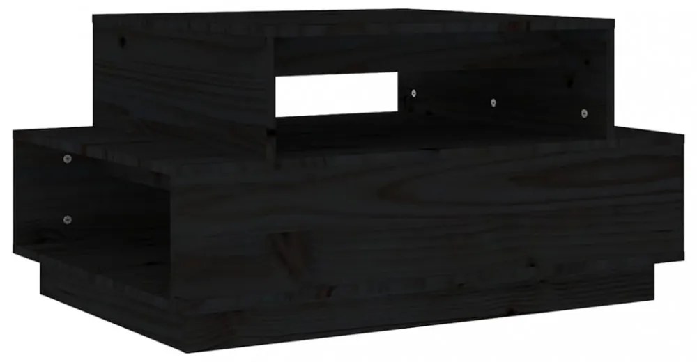 fekete tömör fenyőfa dohányzóasztal 80x55x40,5 cm