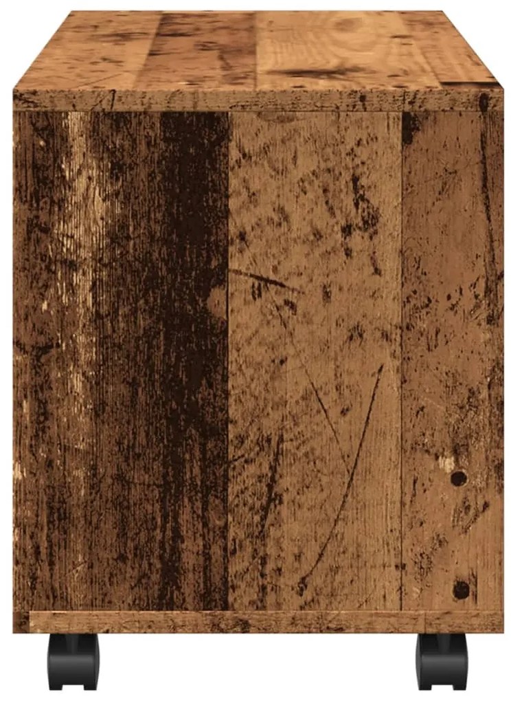 antik fa színű szerelt fa görgős szekrény 72 x 33 x 42,5 cm
