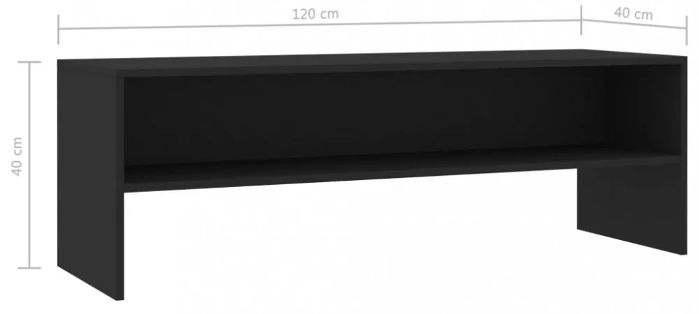 fekete szerelt fa TV-szekrény 120 x 40 x 40 cm