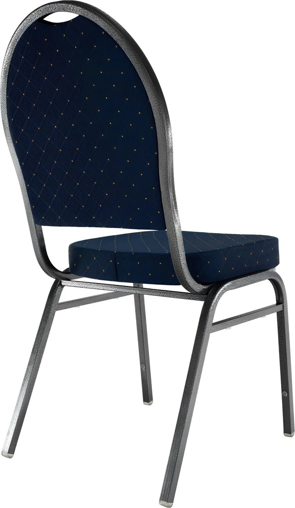 Szék, rakásolható, kék anyag/szürke váz, JEFF 3 NEW