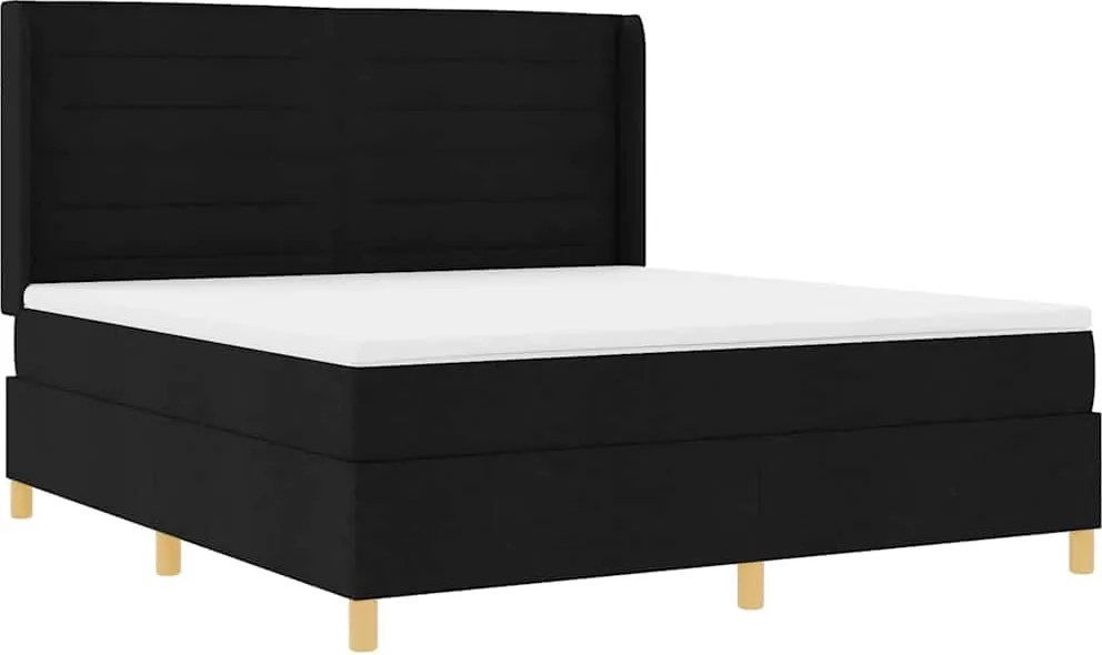 vidaXL Boxrugós ágy matracmal fejtámlával Fekete 140 x 200 cm szövet