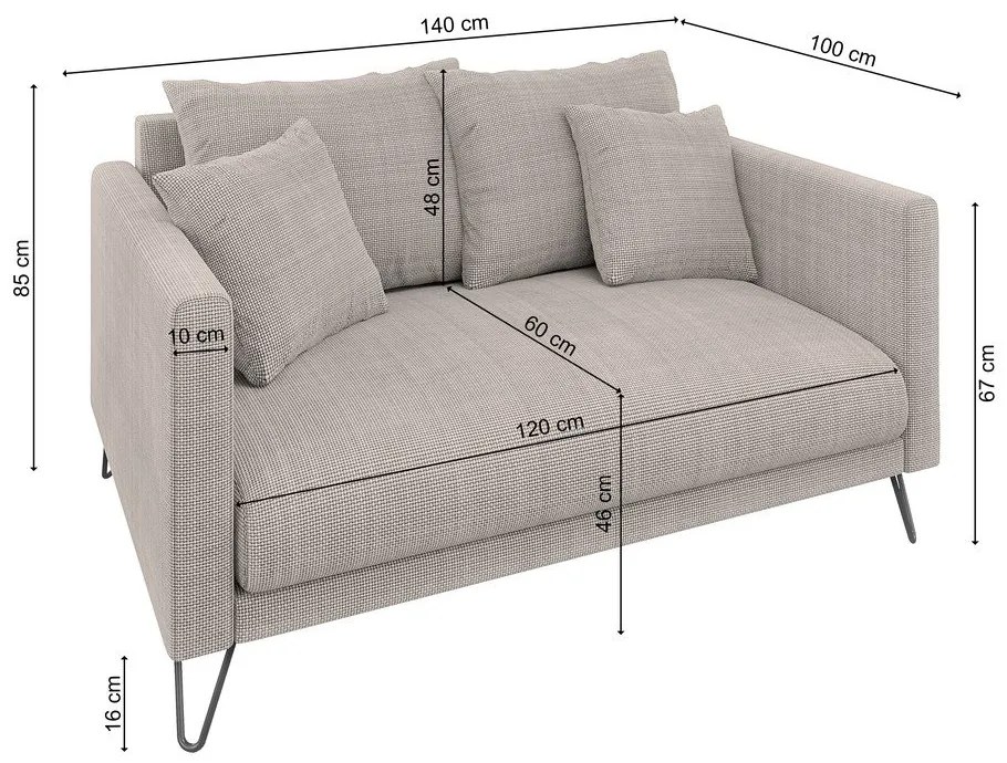 Világosbarna zsenília kanapé 140 cm Freya – Ropez