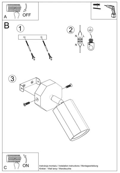 Sollux SL.1028 - Fali spotlámpa ZEKE 1xGU10/40W/230V tölgy