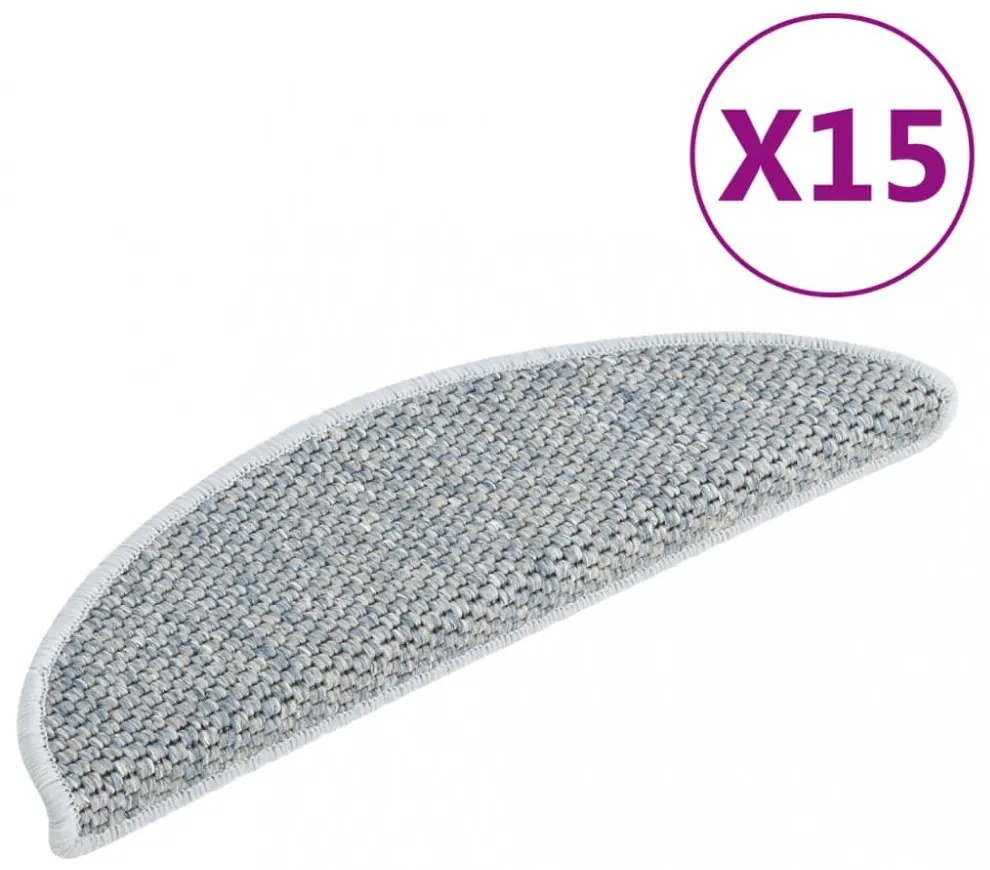 15 db szizál hatású kék öntapadó lépcsőszőnyeg 56x17x3 cm
