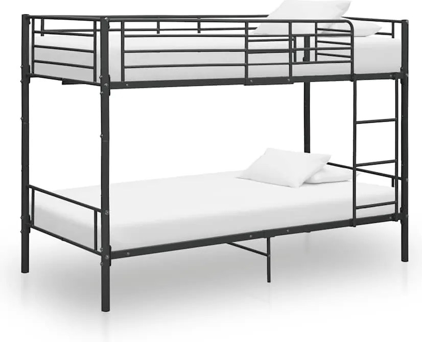 vidaXL fekete fém emeletes ágy 90 x 200 cm