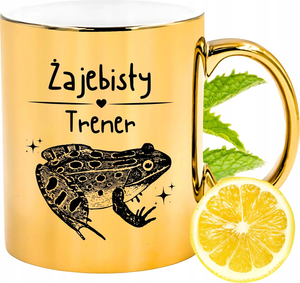 Prémium Arany Csillogó Bögre Edzőnek Ajándék Nyomtatott Fotóval