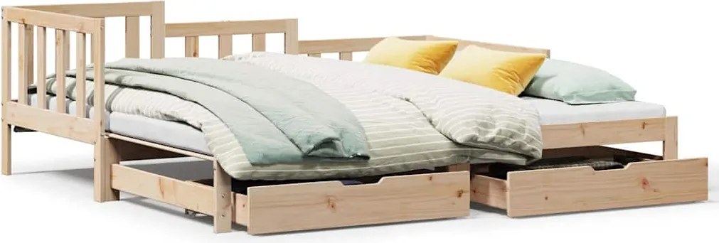 vidaXL kihúzható heverő fiókokkal matrac nélkül 90 x 200 cm